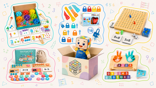 5-in-1 Numbers & Math Educational Learning Package – Perfect for early childhood learning, this comprehensive set includes fun interactive games like the Ten Frame Set, Number Lock & Key game, Montessori Math Board, and more. Designed to teach children basic math, number recognition, addition, subtraction, and early arithmetic skills, all while promoting hands-on learning. Ideal for children ages 3-6, this package enhances cognitive development and strengthens motor skills through engaging activities.