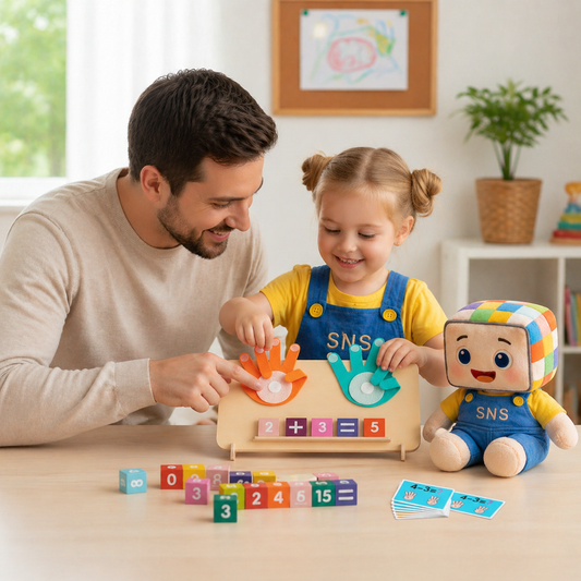 Montessori Math Learning for Kids – Parent and child enjoy hands-on learning together with a fun, interactive math set. This engaging toy features colorful number blocks and a math board to teach addition and subtraction. Ideal for early childhood education, this set promotes cognitive development, motor skills, and family bonding. Perfect for children ages 3-6, it helps reinforce basic arithmetic and encourages cooperative learning.