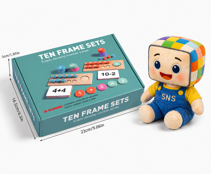 Ten Frame Set for Early Learning – Addition & Subtraction Tool for Kids. This educational math set includes a colorful Ten Frame tool designed to help young children easily develop their number sense through hands-on activities. It features brightly colored counters and number cards that support early math skills such as addition and subtraction. Perfect for toddlers and preschoolers, this learning tool engages children with visual aids, promoting interactive learning while enhancing their ability to recogn