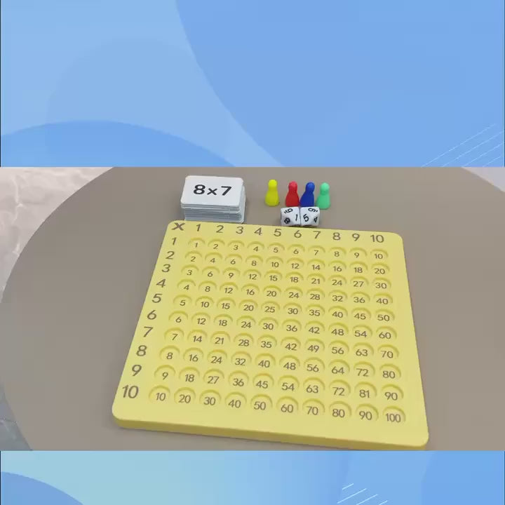 Step-by-step guide on how to play the Multiplication Learning Board Game – Learn multiplication through interactive gameplay with dice, cards, and a wooden multiplication board.