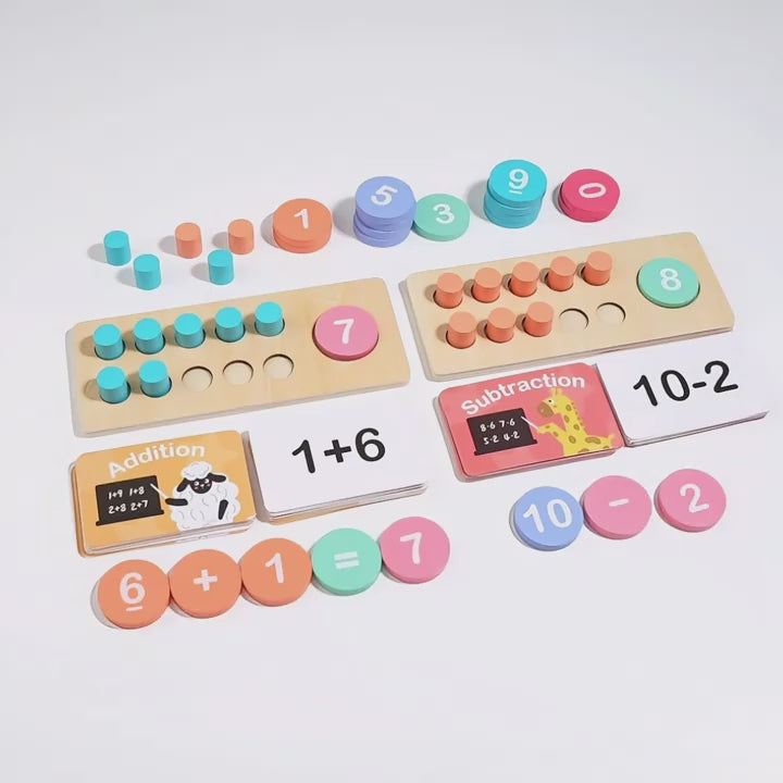 In this video, we demonstrate how to play with the Wooden Ten Frame Math Set. Learn how to use the frames, counters, and number cards to practice addition and subtraction, helping kids develop essential math skills in a fun and interactive way.