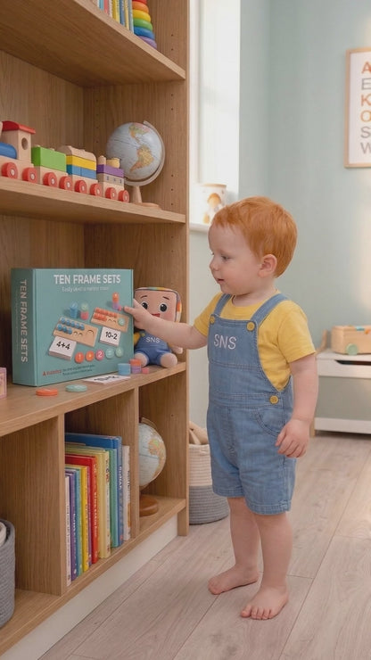 Unboxing the Wooden Ten Frame Math Set for kids. Watch as we reveal all the parts of this educational toy, including colorful math counters, number cards, and frames. Perfect for teaching addition and subtraction skills to young learners.