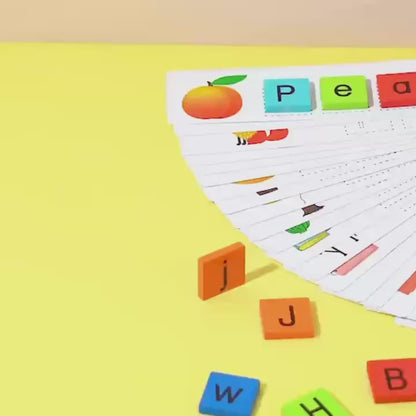 A video explaining how to play with the educational letter toy, demonstrating a child assembling letters using locks and keys, with simple steps for gameplay and skill development.
