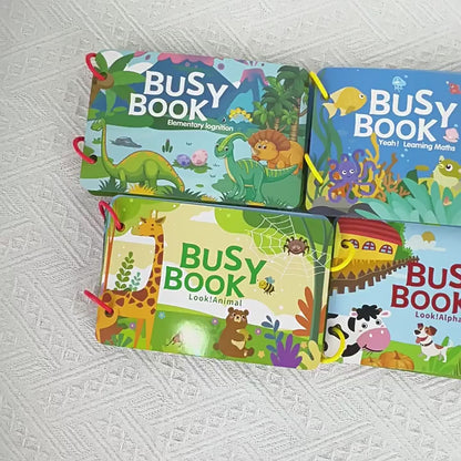 Children Engaged in Interactive Learning with Alphabet Busy Book - Exploring Letters, Numbers & Fun Activities